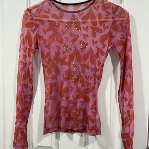 Small Heart Rhinestone Nylon Long Sleeve Too